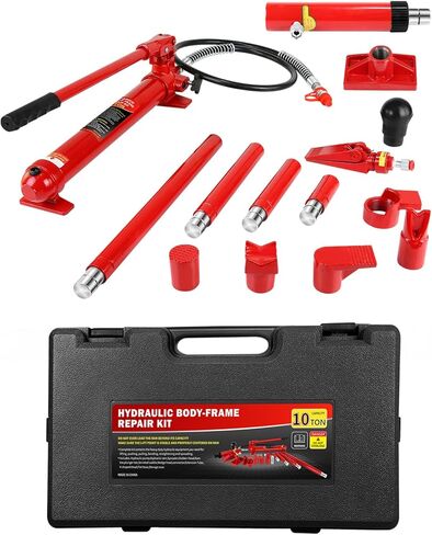 10 Ton Porta Power Hydraulic Jack Kit – 20,000 LBS Heavy Duty Hydraulic Ram Set with 17-Piece Accessories & Carrying Case – for Auto, Truck, Tractor Repair – Low Profile 12.4" – Max Lift 5.1 Inch in Saudi Arabia