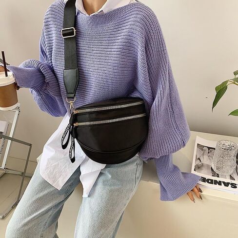 أكياس بوم للنساء - أكياس نايلون كروسد كروس جسم فاني حزم Bumbags العصرية محفظة حزام سعة كبيرة (A01 أسود) in Kuwait