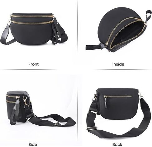 أكياس بوم للنساء - أكياس نايلون كروسد كروس جسم فاني حزم Bumbags العصرية محفظة حزام سعة كبيرة (A01 أسود) in Kuwait