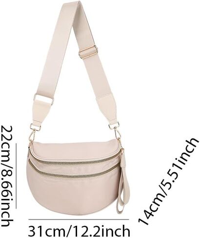 أكياس بوم للنساء - أكياس نايلون كروسد كروس جسم فاني حزم Bumbags العصرية محفظة حزام سعة كبيرة (A01 أسود) in Kuwait