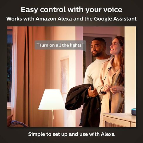 Philips Hue Smart Light Starter Kit - Includes (1) Bridge and (4) 75W A19 E26 LED Smart White and Color Ambiance Bulbs - Control with App - Compatible with Alexa, Google Assistant, and Apple HomeKit in Kuwait