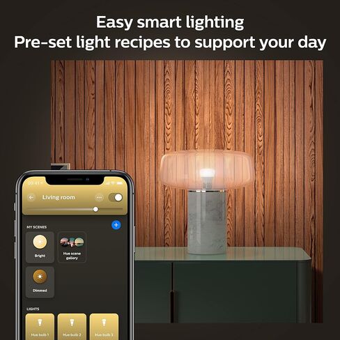 Philips Hue Smart Light Starter Kit - Includes (1) Bridge and (4) 75W A19 E26 LED Smart White and Color Ambiance Bulbs - Control with App - Compatible with Alexa, Google Assistant, and Apple HomeKit in Kuwait