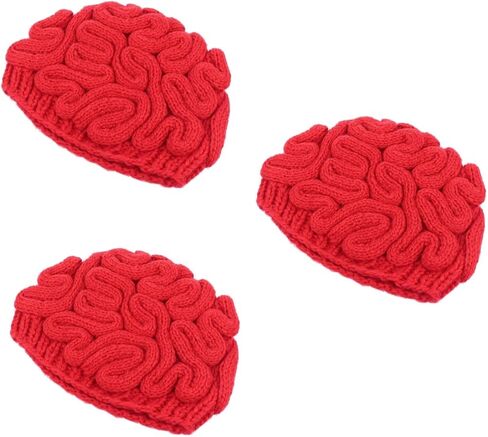 Garneck 3pcs يدوي شكل الدماغ قبعة مزحة لجميع القديسين فريدة من نوعها مخيفة المتماسكة الملحقات مواد دافئة للحفلات والتجمعات in Saudi Arabia