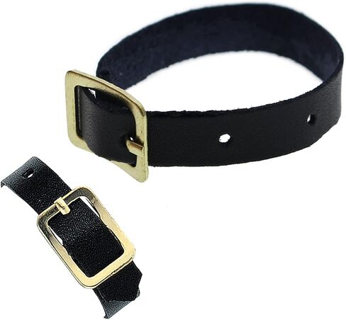 Bulk 25 Pack - Genuine Leather Luggage Tag Loops with Brass Metal Buckle - 6 x 3/8 Inch Premium I’D Name Straps for Suitcases, Briefcase, Backpacks, Golf Bag Tags & More by Specialist ID (Black) in Saudi Arabia