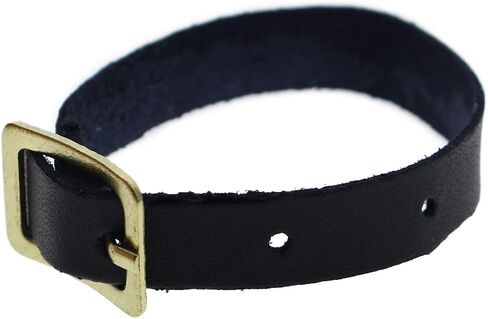 Bulk 25 Pack - Genuine Leather Luggage Tag Loops with Brass Metal Buckle - 6 x 3/8 Inch Premium I’D Name Straps for Suitcases, Briefcase, Backpacks, Golf Bag Tags & More by Specialist ID (Black) in Saudi Arabia