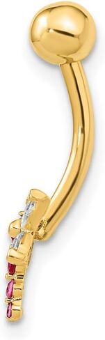 14k Gold 14 Gauge Dragonfly CZ Simulated Diamond Belly Navel Ring Body Jewelry 21.8x10.59mm Wide-Body Piercing-Ring for Women in Saudi Arabia