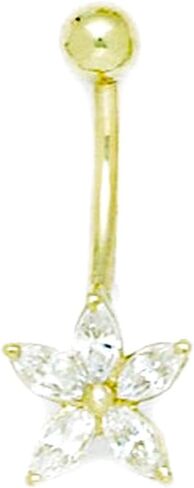 14K الذهب الأصفر CZ محاكاة الماس 14 المقياس النجوم النجمة المجوهرات بطن الحلقة 26x10mm-body-ring للنساء in Saudi Arabia
