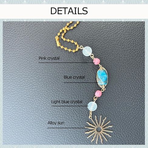Sun Car Charm,Boho Rear View Mirror Hanging Car Decor,Cute Handmade Blue Red Crystal Stone Healing Dangling Ornament Pendant for Women Teens in Saudi Arabia