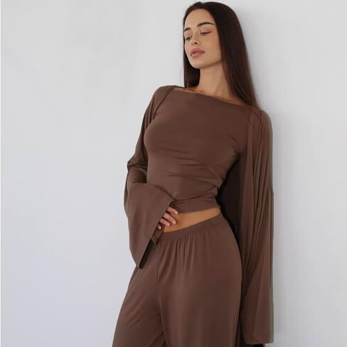 3-Piece Loungewear Set, Knit Pajamas with Long Cardigan, Pink in Saudi Arabia