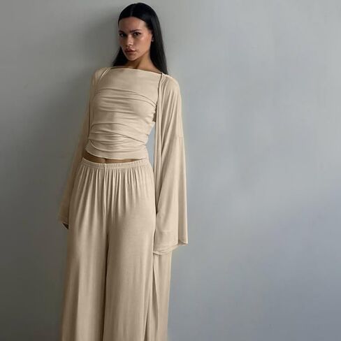 3-Piece Loungewear Set, Knit Pajamas with Long Cardigan, Pink in Saudi Arabia