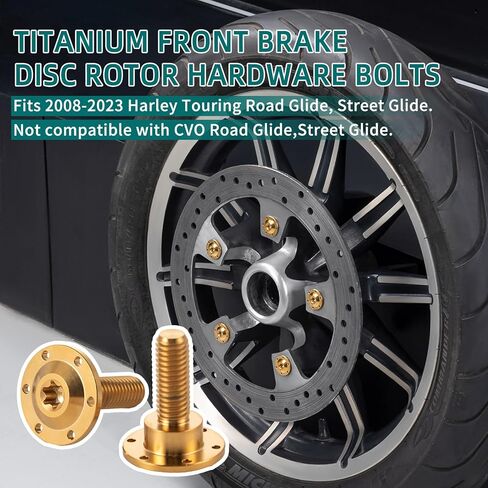 10 PCS Titanium Front Disc Discorware Proglts ، Harley Front Wheels Gold Bolts ، Performance Brake Rotor Procks for 2008-2025 Harley Touring Road Glide ، Street Glide. (ذهب) in Kuwait