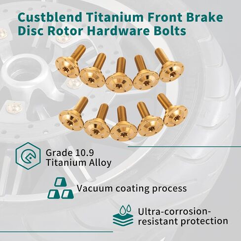 10 PCS Titanium Front Disc Discorware Proglts ، Harley Front Wheels Gold Bolts ، Performance Brake Rotor Procks for 2008-2025 Harley Touring Road Glide ، Street Glide. (ذهب) in Kuwait