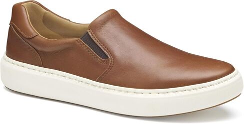 Johnston & Murphy Men's Anders Slip-on Recoers ، Tan ، Disual ، Heel Flat ، Round Toe ، All Seasons ، Leather ، Trufoam Insole in Saudi Arabia