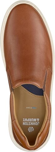 Johnston & Murphy Men's Anders Slip-on Recoers ، Tan ، Disual ، Heel Flat ، Round Toe ، All Seasons ، Leather ، Trufoam Insole in Saudi Arabia
