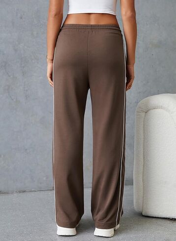 Herseas Women's 2 Side Stripes Sweatpants Wide Leg Pants Casual Drawstring Lounge Pants in Saudi Arabia