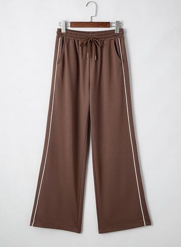 Herseas Women's 2 Side Stripes Sweatpants Wide Leg Pants Casual Drawstring Lounge Pants in Saudi Arabia