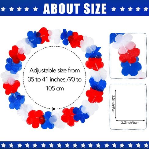 150 Pcs Red White and Blue Leis 4th of July Leis Memorial Day Flower Leis Patriotic Leis Independence Day Necklace Bulk for Red White and Blue Party Supplies Patriotic Party Decorations in Saudi Arabia