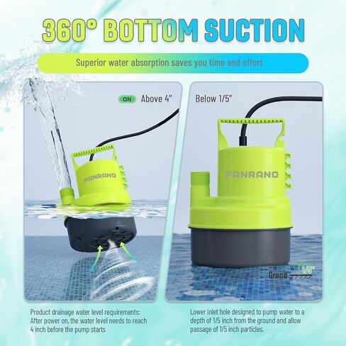Submersible Water Pump 1/5 HP 1000GPH Utility Pump Small Sump Pump for Pool Tub Garden Pond Draining in Saudi Arabia