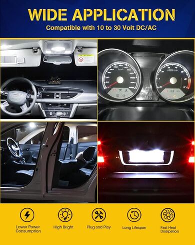 BA9S LED LED WHITE ، 12-24V NONPOLARITY 1895 53 57 LED CAR BULB للسيارة الداخلية قبة خريطة لوحة القفازات مصباح قفاز ، شاشة Bingo لوح ، ضوء القطار ، المصباح الكهربائي للمنزل (8 أجزاء) in Kuwait