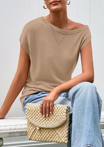 Prettygarden Womens قبالة قمم الكتف 2025 الصيف غير الرسمي القصيرة الأكمام القصيرة T قمصان خفيفة الوزن متماسكة in Saudi Arabia