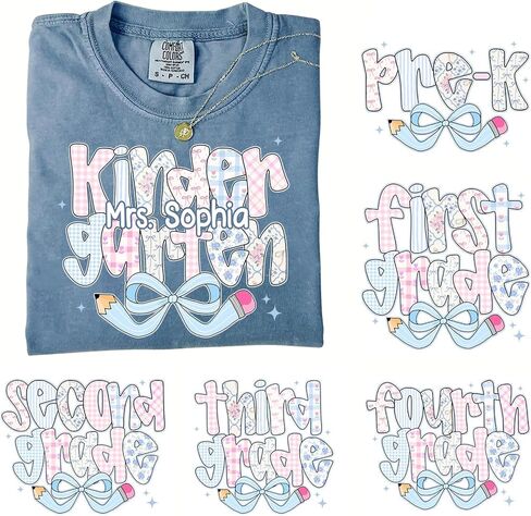 Comfort Colors Personalized Kindergarten Teacher Shirt, Custom Pullover Gift for Educators, Back to School in Kuwait