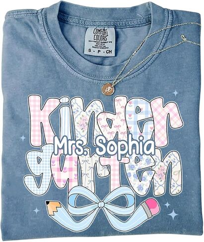 Comfort Colors Personalized Kindergarten Teacher Shirt, Custom Pullover Gift for Educators, Back to School in Kuwait