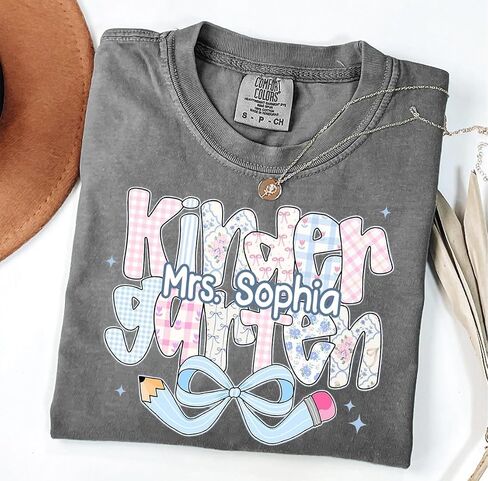 Comfort Colors Personalized Kindergarten Teacher Shirt, Custom Pullover Gift for Educators, Back to School in Kuwait