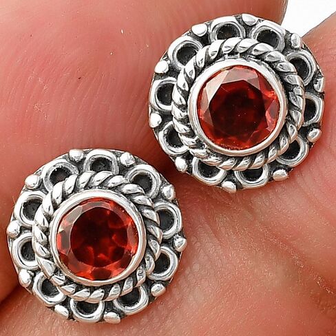 Natural Multi Stone Round Shape 925 Silver Stud Earrings DGE1068 E-5057 in Saudi Arabia