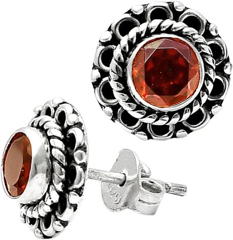 Natural Multi Stone Round Shape 925 Silver Stud Earrings DGE1068 E-5057 in Saudi Arabia