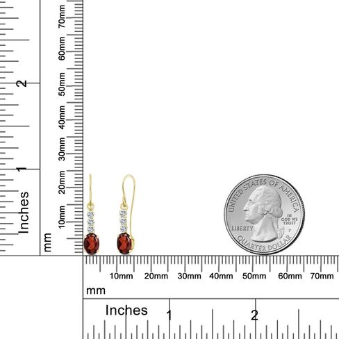 Gem Stone King 10K Yellow Gold Red Garnet and White Topaz Drop Dangle Earrings For Women (1.34 Cttw, Gemstone January Birthstone, Oval 6X4MM) in Saudi Arabia