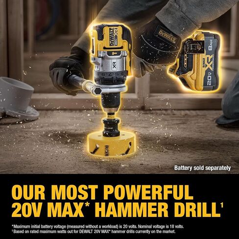 Dewalt 20V Max XR 1/2 بوصة مثقاب مطرقة اللاسلكي ، أداة عارية فقط (DCD1007B) in Saudi Arabia