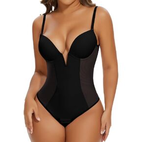 SHAPERIN Women's Deep V Neck Backless Body Shaper Bra Faja Plunge Low Back Thong Shapewear Tummy Control Bodysuit in Kuwait