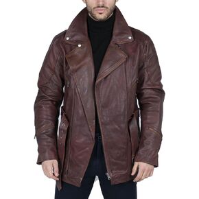 TruClothing Men's Parka Jacket Outwear Windproof Winter Protective Motorcycle Armour Real Leather Jackets Coat in Saudi Arabia