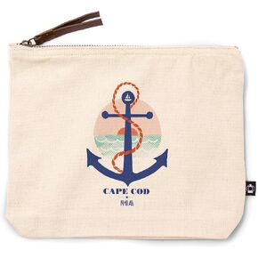 Lantern Press Cape Cod ، Massachusetts ، Dockside Series ، مرساة ، حقيبة سحاب من القطن 100 ٪ ، ملحق السفر ، GO BAG in Kuwait