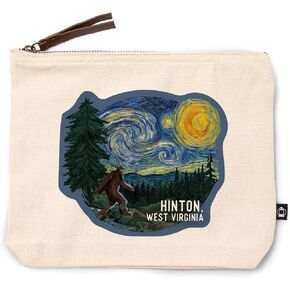 Lantern Press Hinton, West Virginia, Starry Night, Bigfoot, 100% Cotton Zipper Pouch, Travel Accessory, Go Bag in Saudi Arabia