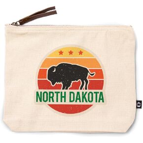 Lantern Press North Dakota, Sun and Bison, 100% Cotton Zipper Pouch, Travel Accessory, Go Bag in Saudi Arabia