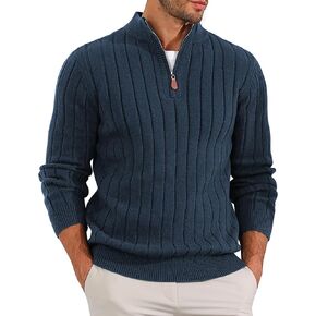 ZAFUL Mens Quarter Zip Pullover Sweaters Slim Fit Mock Neck Knit Long Sleeve Casual Texture Sweaters in Kuwait
