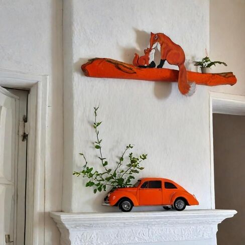Mama and Baby Fox Door Topper Adorable Fox Shape Statue Door Corner Sculpture for Handcrafted Wood Decor Sign, Creative Wooden Art Figurine Ornament for Garden Living Room Bedroom Office (Baby+Mama) in Kuwait