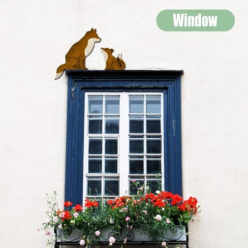 Mama and Baby Fox Door Topper Adorable Fox Shape Statue Door Corner Sculpture for Handcrafted Wood Decor Sign, Creative Wooden Art Figurine Ornament for Garden Living Room Bedroom Office (Baby+Mama) in Kuwait