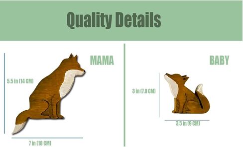 Mama and Baby Fox Door Topper Adorable Fox Shape Statue Door Corner Sculpture for Handcrafted Wood Decor Sign, Creative Wooden Art Figurine Ornament for Garden Living Room Bedroom Office (Baby+Mama) in Kuwait