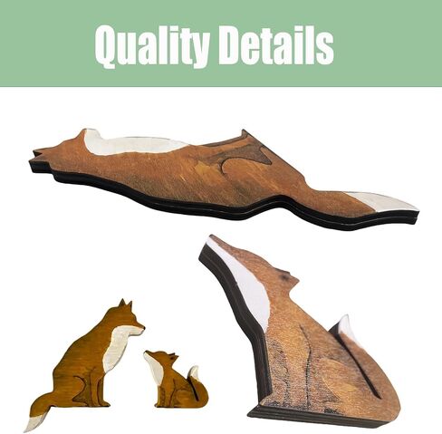 Mama and Baby Fox Door Topper Adorable Fox Shape Statue Door Corner Sculpture for Handcrafted Wood Decor Sign, Creative Wooden Art Figurine Ornament for Garden Living Room Bedroom Office (Baby+Mama) in Kuwait