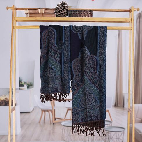 NOVICA Artisan Handmade Jacquard Wool Shawl Fringed Accessories Multicolor Jaquard India Floral 'Paisley Underground' in Kuwait