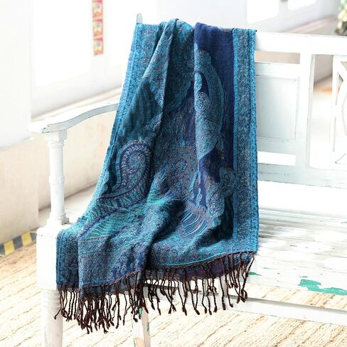 NOVICA Artisan Handmade Jacquard Wool Shawl Fringed Accessories Multicolor Jaquard India Floral 'Paisley Underground' in Kuwait