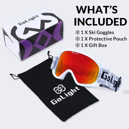 Ski Goggles, Snowboard Goggles for Women and Youth, 100% UV Protection, Anti-Fog, Cylindrical Lens, Winter Snow Goggles, White Frame, Blue Revo, YG-99 in Kuwait