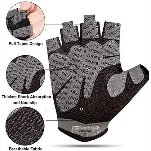 LONGU Workout Gloves, Breathable, Non-Slip, Silica Gel Grip, Exercise Gloves, Men and Women for Weightlifting,Yoga, Dumbbell, Bodybuilding, Sport, Black in Saudi Arabia