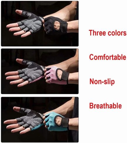 LONGU Workout Gloves, Breathable, Non-Slip, Silica Gel Grip, Exercise Gloves, Men and Women for Weightlifting,Yoga, Dumbbell, Bodybuilding, Sport, Black in Saudi Arabia
