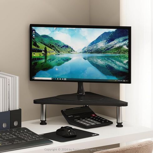 حامل شاشة Furinno Turn-N-Tube، مستطيل، 23.6 × 9.3 بوصة، أبيض/أبيض in Kuwait
