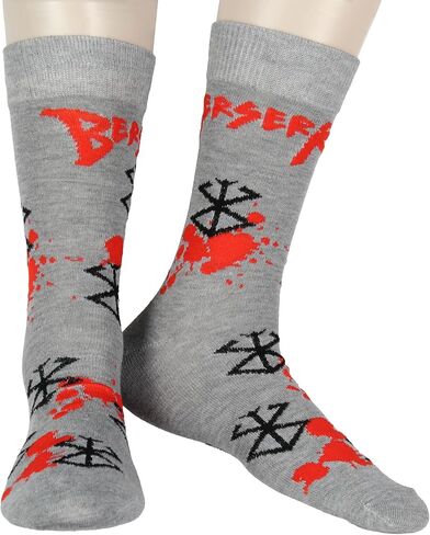 Berserk Men's Guts Symbol Anime Manga Adult Knit Crew Socks 2 Pair Fits Shoe sizes 8-12 in Saudi Arabia