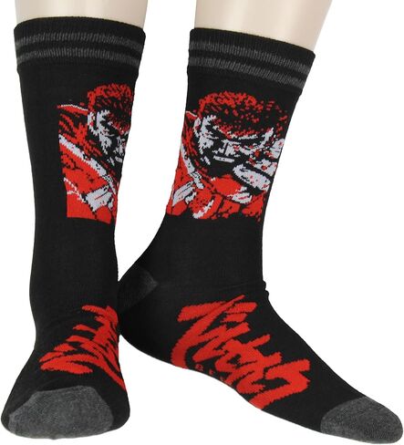 Berserk Men's Guts Symbol Anime Manga Adult Knit Crew Socks 2 Pair Fits Shoe sizes 8-12 in Saudi Arabia