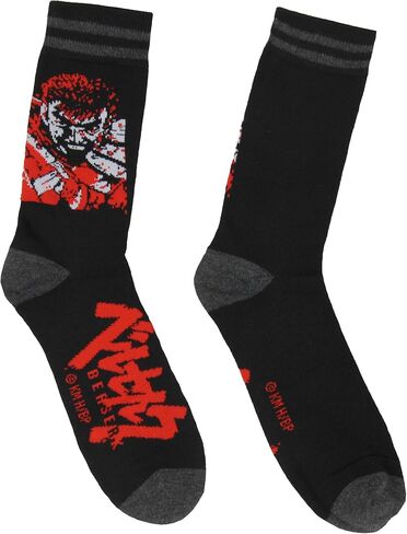 Berserk Men's Guts Symbol Anime Manga Adult Knit Crew Socks 2 Pair Fits Shoe sizes 8-12 in Saudi Arabia